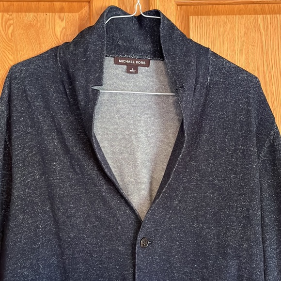 Michael Kors Mens Large Navy Sweater button down - Picture 2 of 4